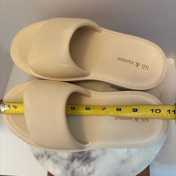 Lili & Oumer Beige Cream Platform Slide Sandals Women’s 11 EUR 42 Chunky Sole - Picture 15 of 16